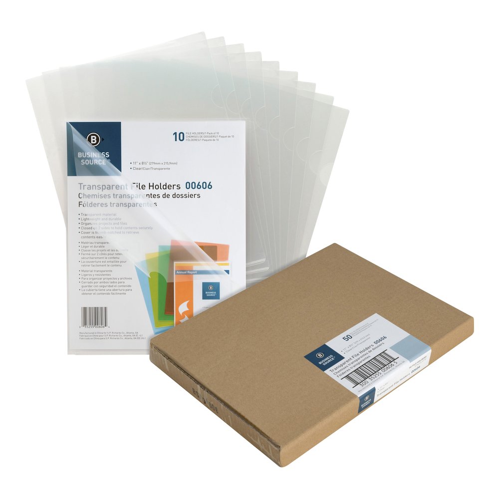 Business Source Letter File Sleeve - 8 1/2" x 11" - 20 Sheets Capacity - Clear - Water Resistant, Transfer Safe, Lightweight, Transparent - 10/Pack - 5 / Box. Picture 8