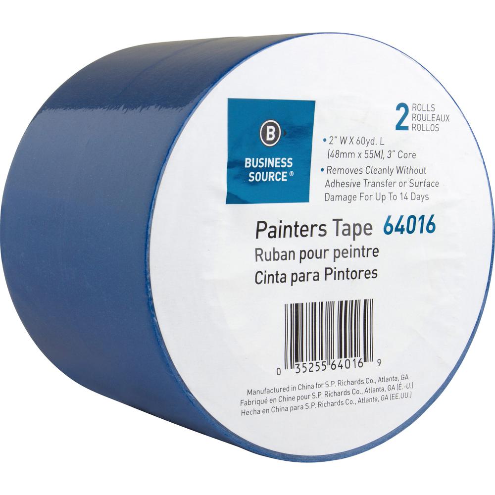 Business Source Multisurface Painter's Tape - 60 yd Length x 2" Width x 5.5 mil Thickness - Blue - 1 Pack. Picture 6
