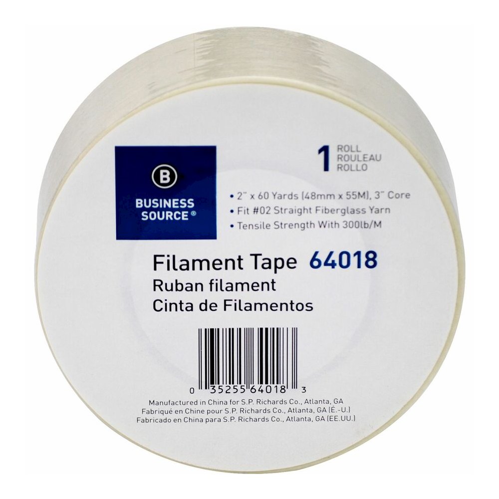 Business Source Heavy-duty Filament Tape - 60 yd Length x 2" Width - 3" Core - White - Fiberglass Filament Roll - 1 Roll. Picture 6