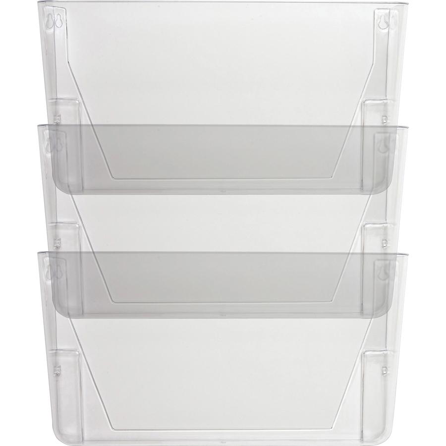 Lorell Wall File Pockets - 14.75" Height x 13.13" Width x 4.25" Depth - Clear - 3 / Pack. Picture 3
