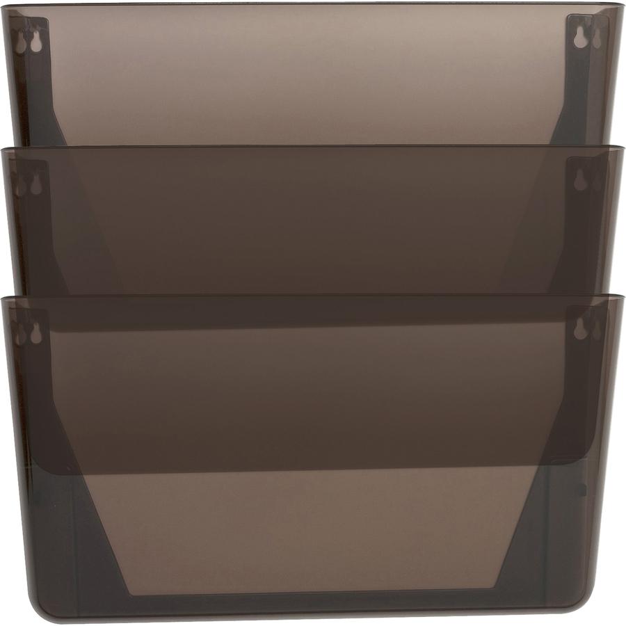 Lorell Wall File Pockets - 14.75" Height x 13.13" Width x 4.25" Depth - Smoke - 3 / Pack. Picture 8