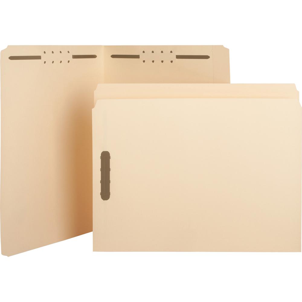 Business Source Straight Tab Cut Letter Recycled Fastener Folder - 8 1/2" x 11" - 2 Fastener(s) - 10% Recycled - 50 / Box. Picture 2