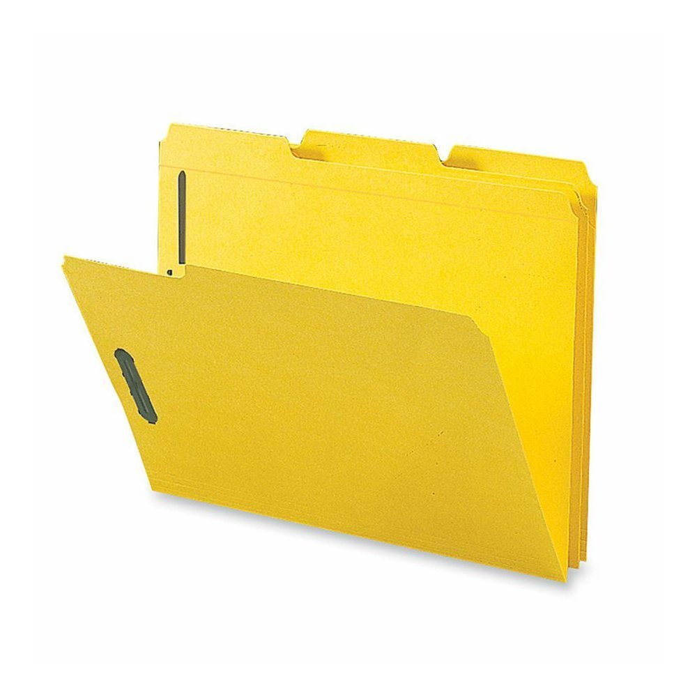 Business Source 1/3 Tab Cut Letter Yes Fastener Folder - 8 1/2" x 11" - 3/4" Expansion - 2 Fastener - 2" Fastener Capacity - Top Tab Location - Assorted Tab Position - 11 pt. - Yellow - Sturdy, Durabl. Picture 2