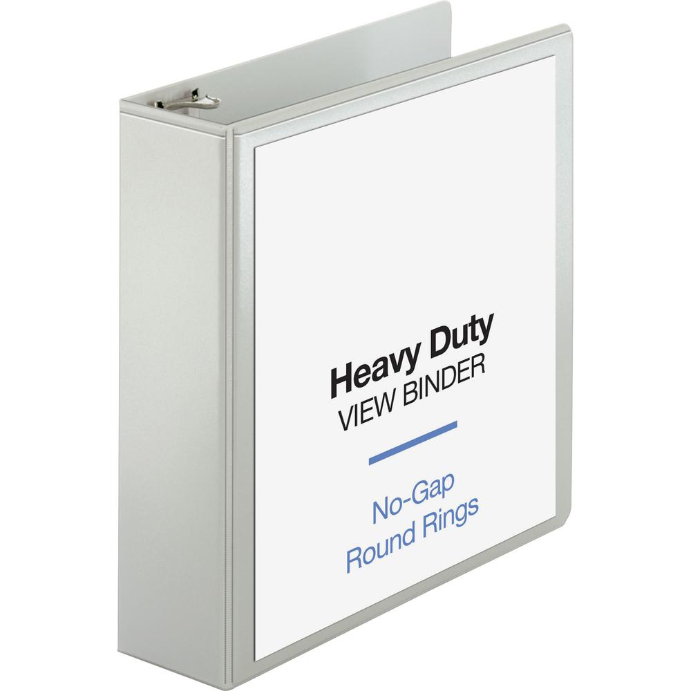 Business Source Round-ring View Binder - 3" Binder Capacity - Letter - 8 1/2" x 11" Sheet Size - 625 Sheet Capacity - Fastener: Round Ring - Pocket: 2, Internal - Polypropylene, Chipboard, Board - Whi. Picture 7