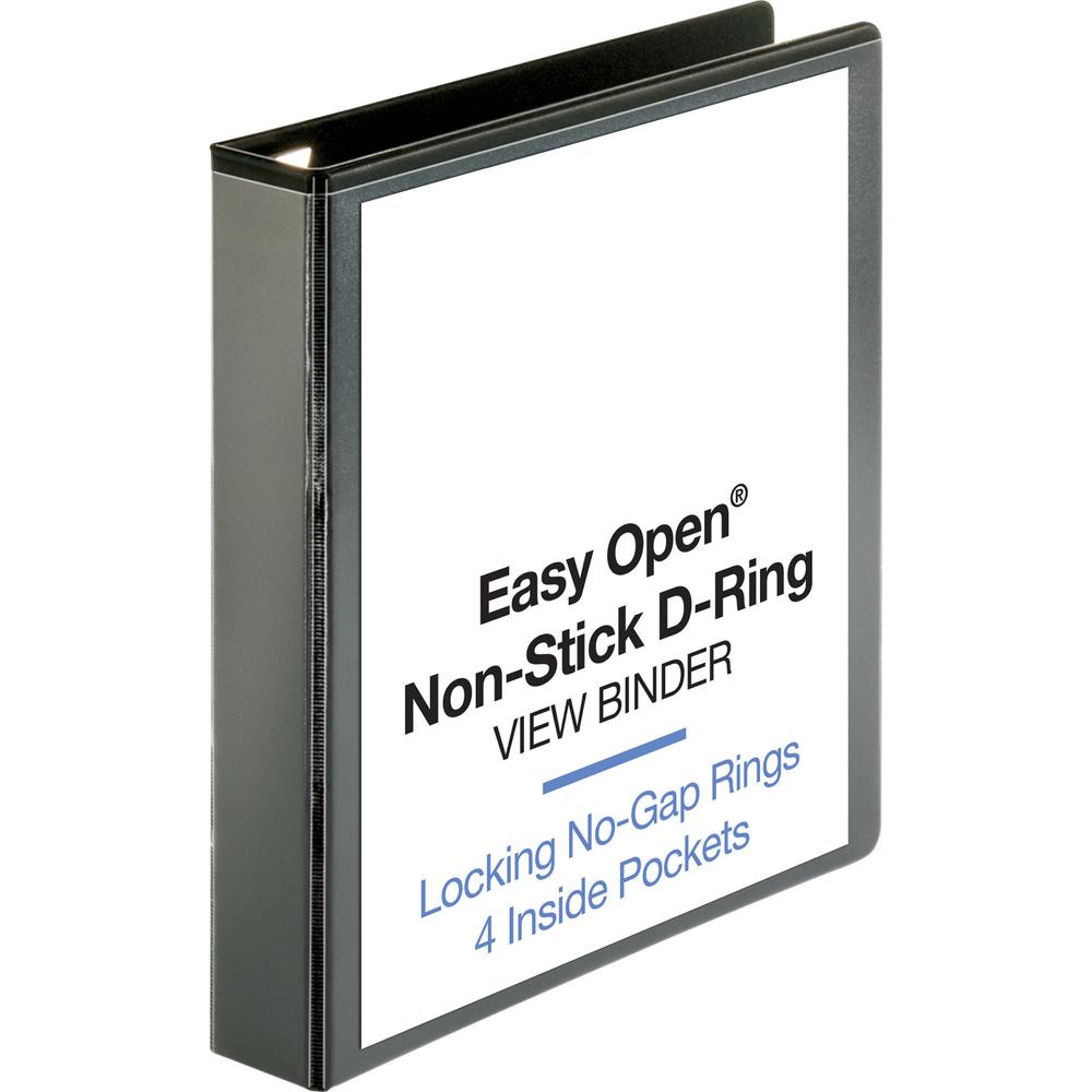 Business Source Locking D-Ring View Binder - 1 1/2" Binder Capacity - Letter - 8 1/2" x 11" Sheet Size - 325 Sheet Capacity - D-Ring Fastener(s) - 4 Inside Front & Back Pocket(s) - Polypropylene, Chip. Picture 5