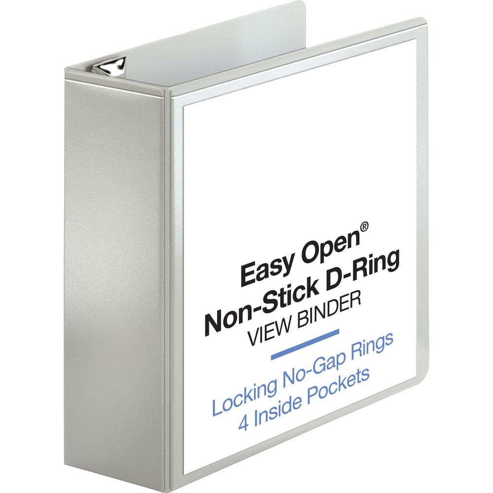 Business Source Locking D-Ring View Binder - 4" Binder Capacity - Letter - 8 1/2" x 11" Sheet Size - 775 Sheet Capacity - D-Ring Fastener(s) - 4 Inside Front & Back Pocket(s) - Polypropylene, Chipboar. Picture 5