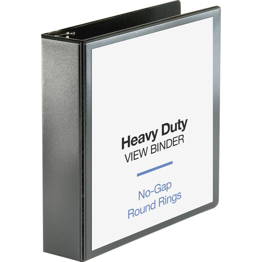 Business Source Heavy-duty View Binder - 2" Binder Capacity - Letter - 8 1/2" x 11" Sheet Size - 475 Sheet Capacity - Fastener: Round Ring - Pocket: 2, Internal - Polypropylene-covered Chipboard - Bla. Picture 5