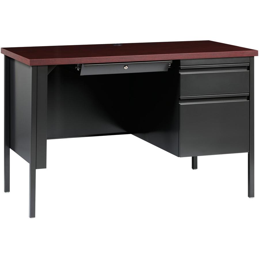 Lorell Fortress Series 45-1/2" Right Single-Pedestal Desk - 29.5" Height x 45.5" Width x 24" Depth, 1.1" Thickness Top - Single Pedestal on Right Side - Square Edge - 1 Each. Picture 9