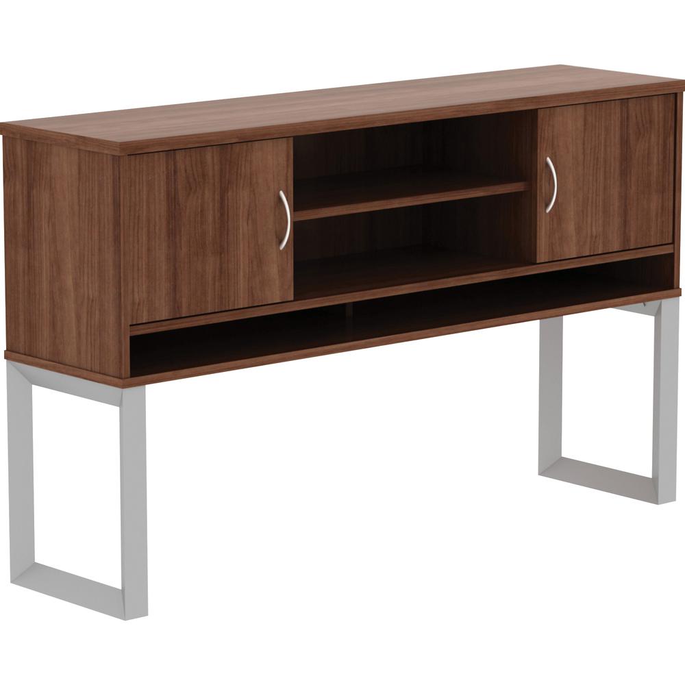 Lorell Relevance Series Freestanding Hutch - 36" Height x 59" Width x 15" Depth - 3 Shelve(s) - Finish: Walnut Laminate - 1 Each. Picture 4