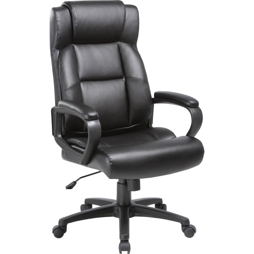 Lorell High-back Executive Chair - Black Bonded Leather Seat - Black Bonded Leather Back - High Back - 5-star Base - 1 Each. Picture 6