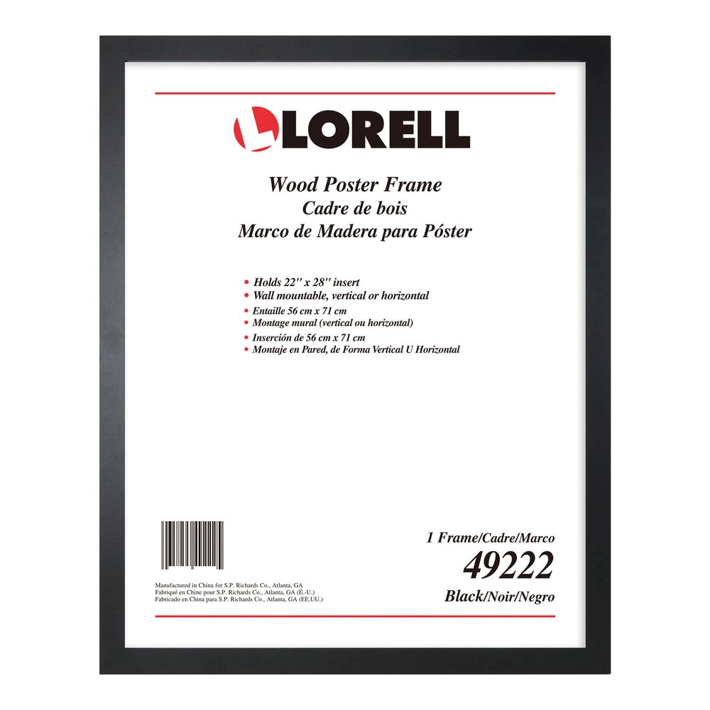 Lorell Solid Wood Poster Frame - 22" x 28" Frame Size - Rectangle - Horizontal, Vertical - Black - 1 Each. Picture 3
