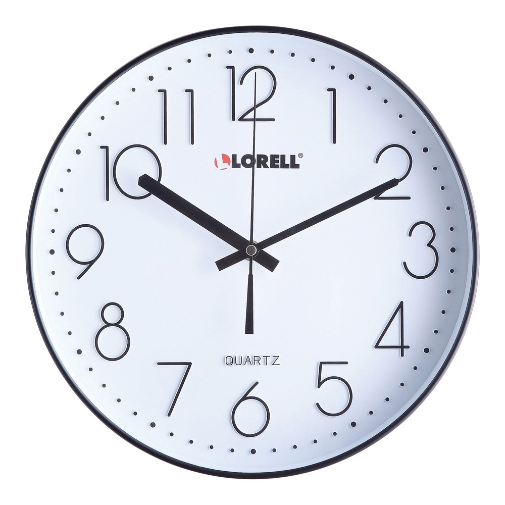 Lorell 12" Round Quiet Wall Clock - Analog - Quartz - Black Case. Picture 5