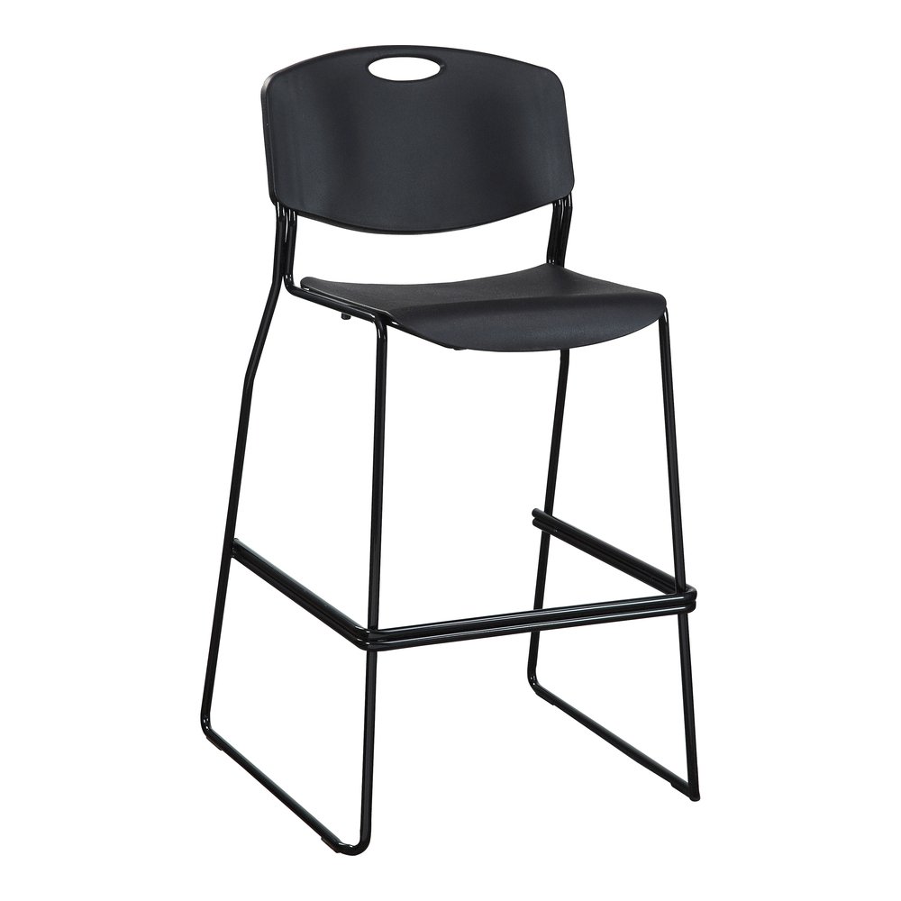 Lorell Heavy-duty Bistro Stack Chairs - Black Seat Color - Plastic Seat Material - Black Back Color - Plastic Back Material - Black Frame Color - Steel Frame Material - 2 / Carton. Picture 6