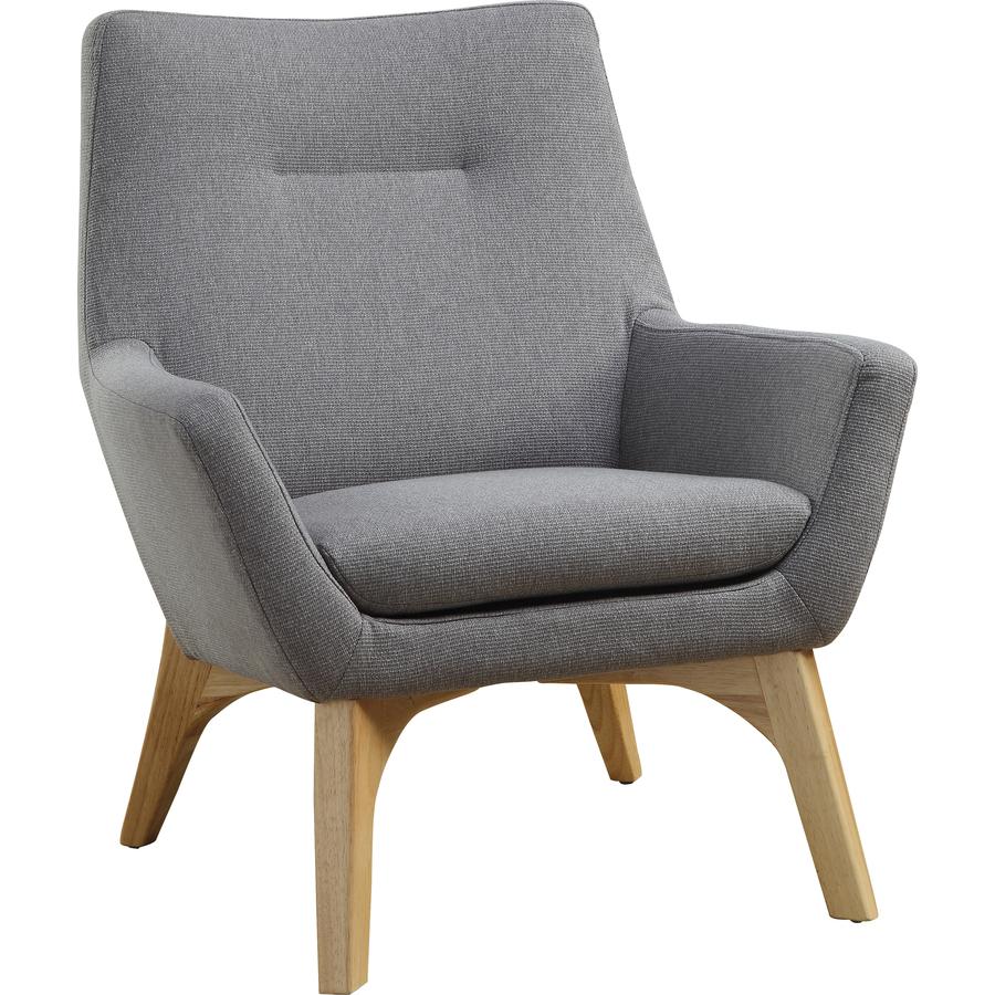 Lorell Quintessence Collection Upholstered Chair - Gray Seat Color - Gray Back Color - Low Back - Four-legged Base - 1 Each. Picture 6