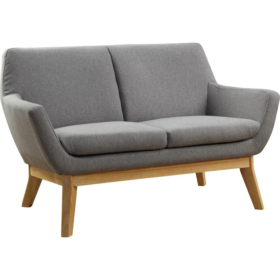 Lorell Quintessence Collection Loveseat - 32.8" Height x 19.8" Width x 53.1" Length - Finish: Gray - Upholstered, Lumbar Support, Ergonomic Design, Padded Back, Padded Seat, Sturdy - For Reception Are. Picture 6