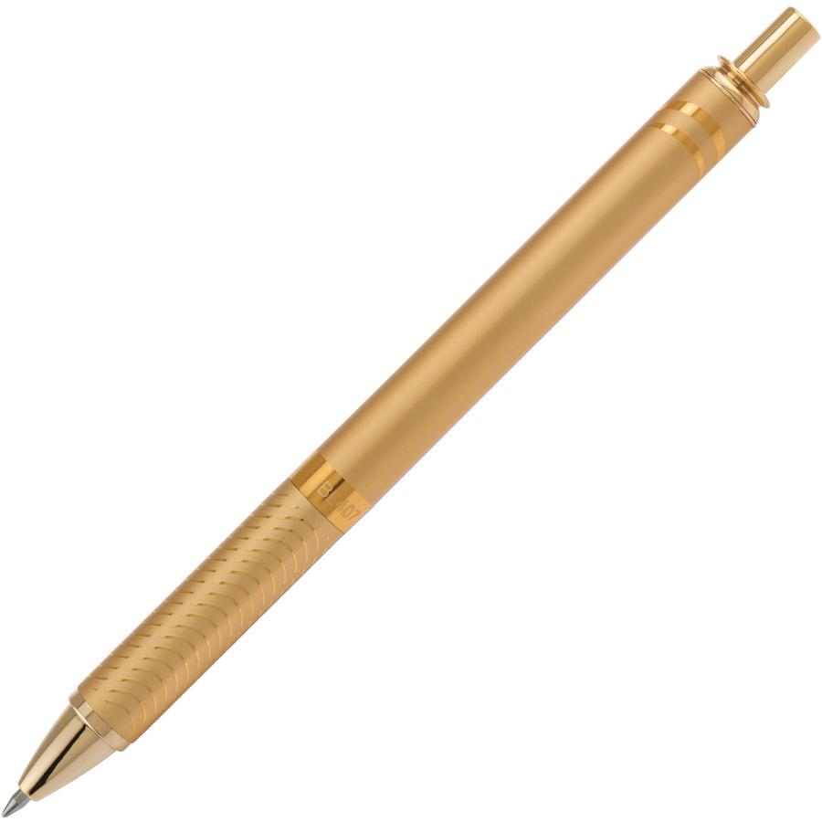 EnerGel EnerGel Alloy Gel Ink Retractable Pen - Medium Pen Point - 0.7 mm Pen Point Size - Refillable - Retractable - Black Liquid Gel Ink Ink - Gold Aluminum Alloy Barrel - Metal Tip - 1 Each. Picture 2