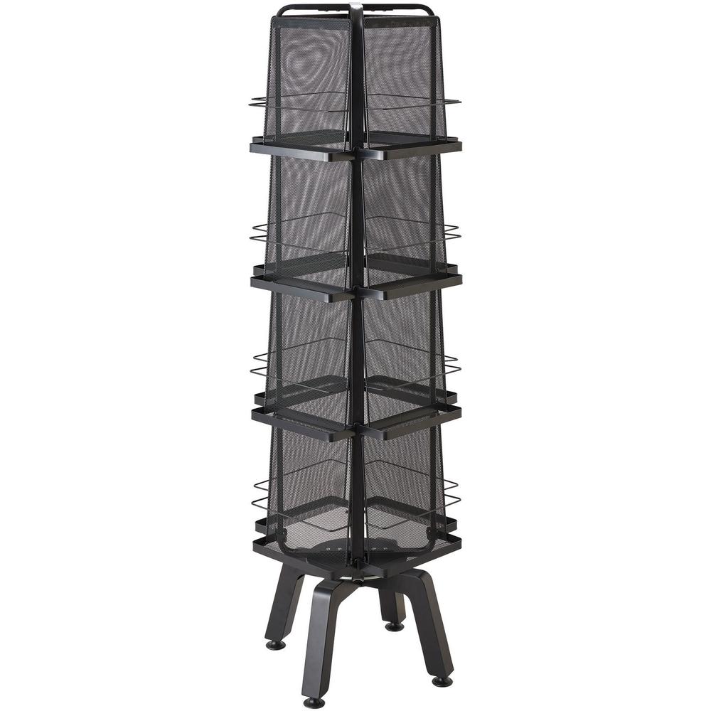 Safco Onyx Mesh Rotating Magazine Stand - 16 Pocket(s) - 58.56" Height x 18.25" Width x 18.25" Depth - Floor - 28% Recycled - Black - Steel, Polyvinyl Chloride (PVC) - 1 Each. Picture 2