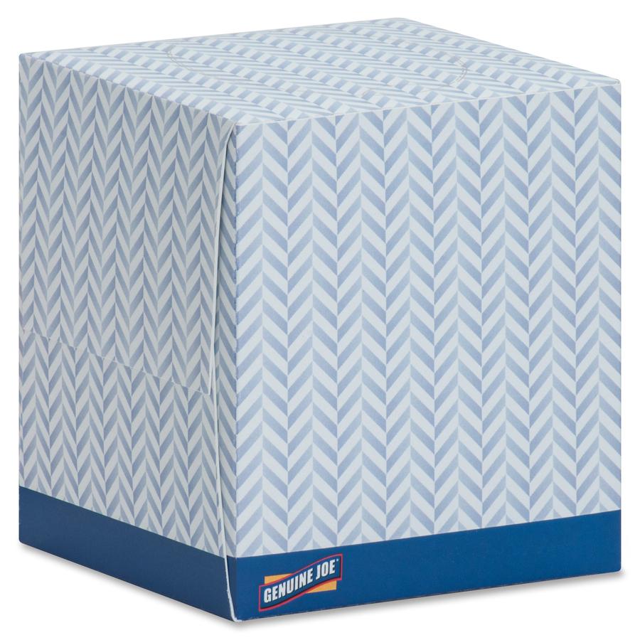 Genuine Joe Cube Box Facial Tissue - 2 Ply - Interfolded - White - 85/Box - 48 / Pallet. Picture 8