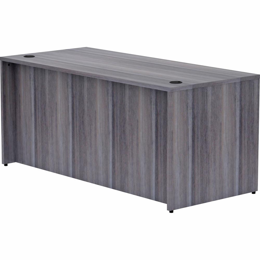 Lorell Essentials Series Rectangular Desk Shell - 29.5" Height x 66" Width x 30" Depth, 1" Thickness Top - Laminate, Weathered Charcoal Table Top - Grommet, Durable, Modesty Panel, Adjustable Floor Gu. Picture 10