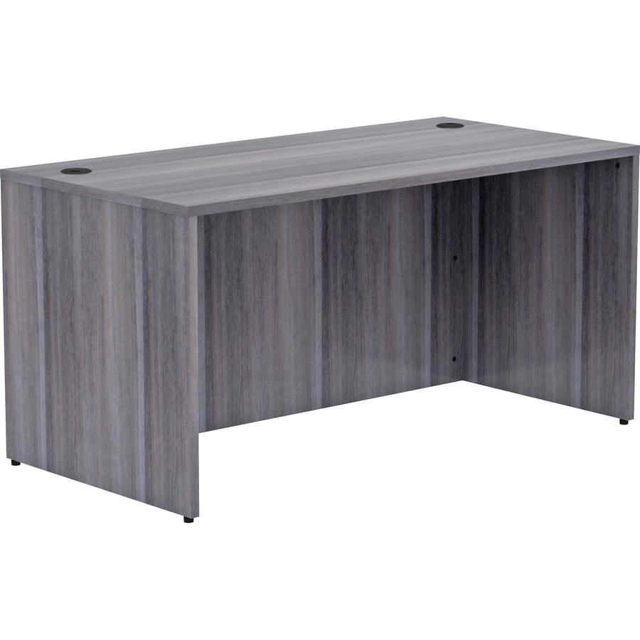 Lorell Essentials Series Rectangular Desk Shell - 60" x 30"29.5" , 1" Top - Laminate, Weathered Charcoal Table Top - Grommet. Picture 10