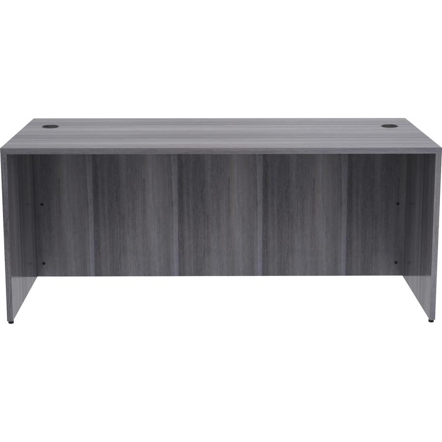 Lorell Essentials Series Rectangular Desk Shell - 29.5" Height x 70.9" Width x 35.4" Depth, 70.9" Width x 35.4" Depth x 1" Thickness Top - Laminate, Weathered Charcoal Table Top - Grommet, Durable, Mo. Picture 12