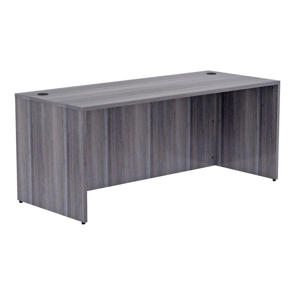 Lorell Essentials Series Rectangular Desk Shell - 29.5" Height x 70.9" Width x 29.5" Depth, 70.9" Width x 29.5" Depth x 1" Thickness Top - Laminate, Weathered Charcoal Table Top - Grommet, Modesty Pan. Picture 9