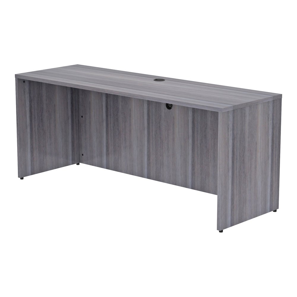 Lorell Essentials Series Credenza Shell - 29.5" Height x 70.9" Width x 23.6" Depth - Laminate, Weathered Charcoal Table Top - Modesty Panel, Grommet, Durable, Adjustable Floor Guide - 1 Each. Picture 8