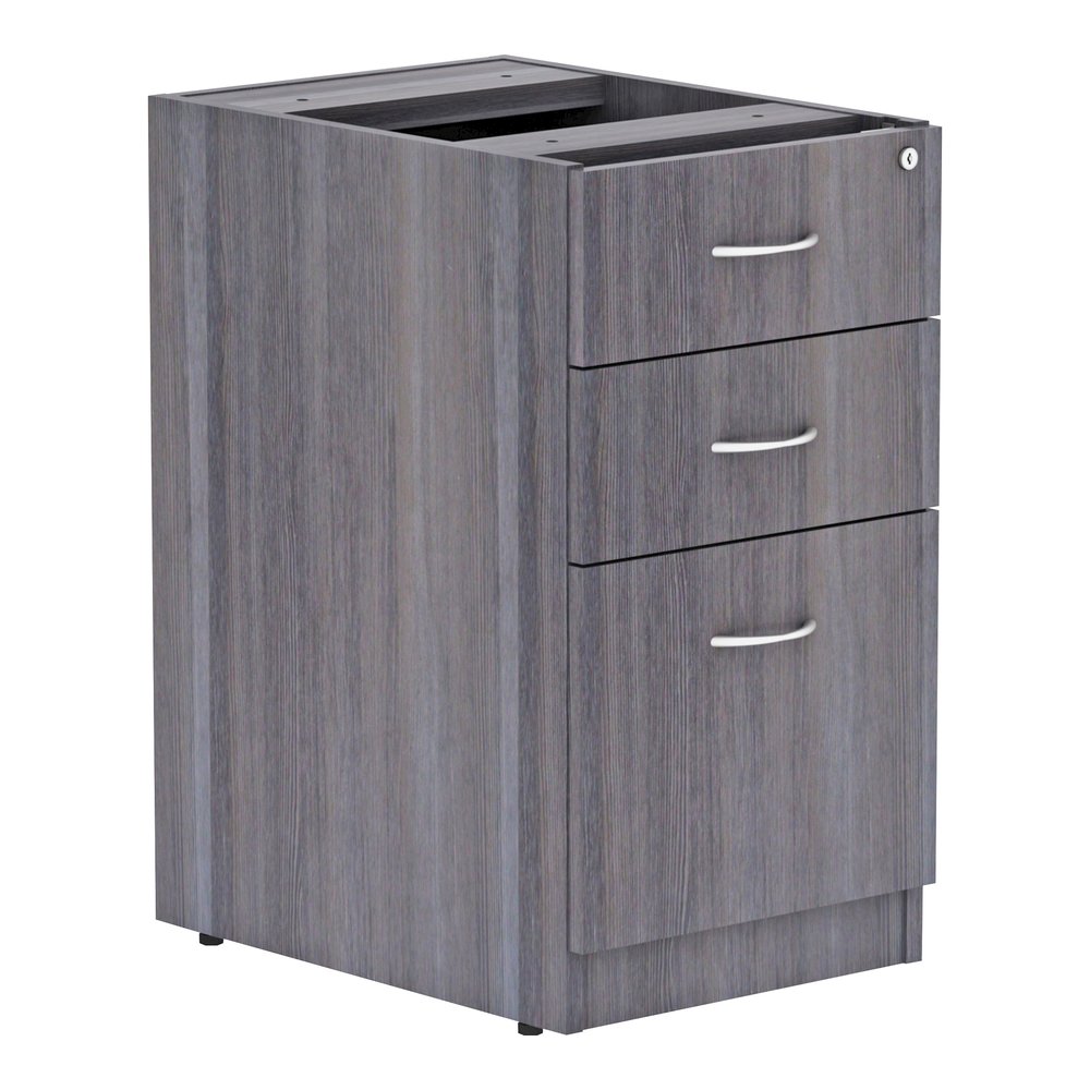 Lorell Essentials Series Box/Box/File Fixed File Cabinet - 28.3" Height x 16" Width x 22" Depth - Finish: Laminate, Weathered Charcoal - File Drawer, Adjustable Floor Guide, Built-in Hangrail - For Fi. Picture 8