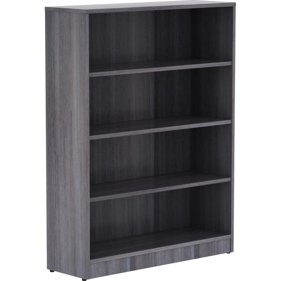 Lorell Laminate Bookcase - 4 Shelf(ves) - 48" Height x 36" Width x 12" Depth - Sturdy, Adjustable Shelf, Square Corner, Adjustable Feet - Weathered Charcoal - Thermally Fused Laminate - 1 Each. Picture 11