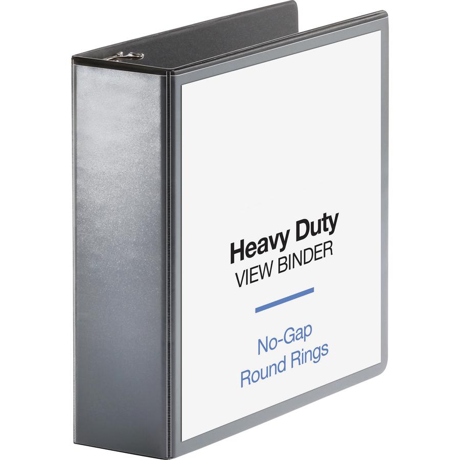Business Source Heavy-duty View Binder - 3" Binder Capacity - Letter - 8 1/2" x 11" Sheet Size - 625 Sheet Capacity - Fastener: Round Ring - Pocket: 2, Internal - Polypropylene, Chipboard - Black - He. Picture 4