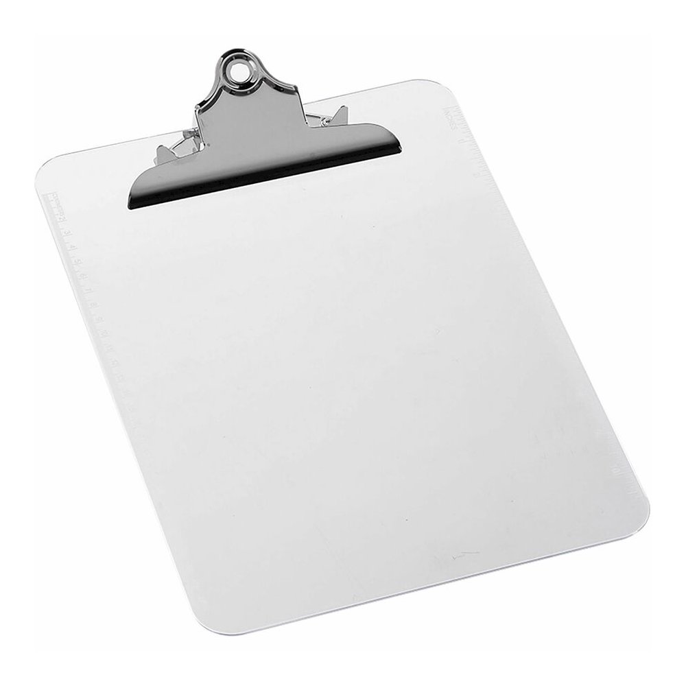 Business Source Spring Clip Plastic Clipboard - 8 1/2" x 11" Sheet Size - Spring Clip - Plastic - Clear - 12 / Box. Picture 7