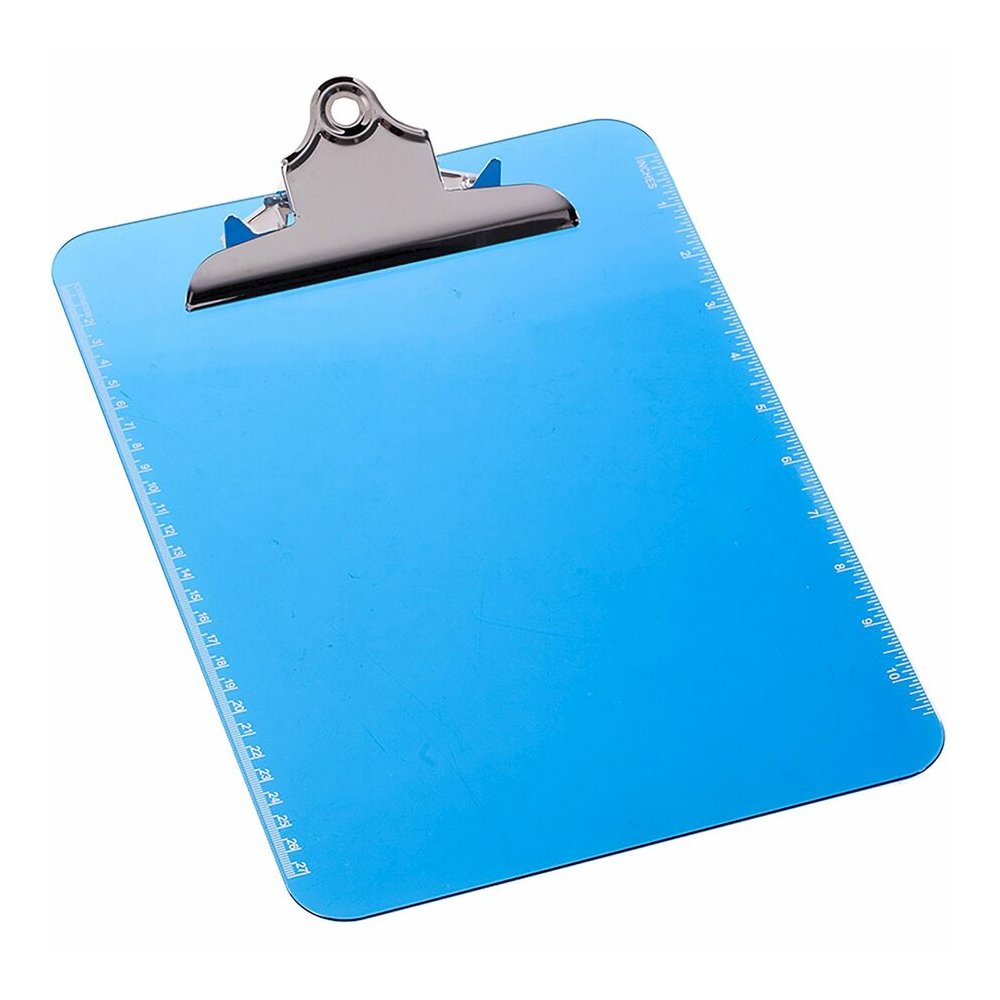 Business Source Spring Clip Plastic Clipboard - 8 1/2" x 11" Sheet Size - Spring Clip - Plastic - Blue - 12 / Box. Picture 7