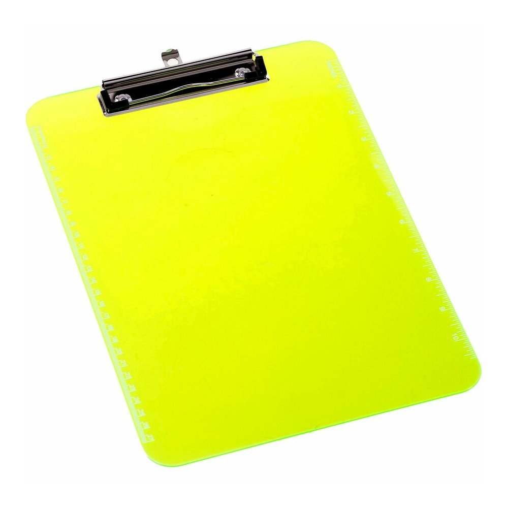Business Source Flat Clip Clipboard - 9" x 12" Sheet Size - Plastic - Neon Green - 6 / Bundle. Picture 8