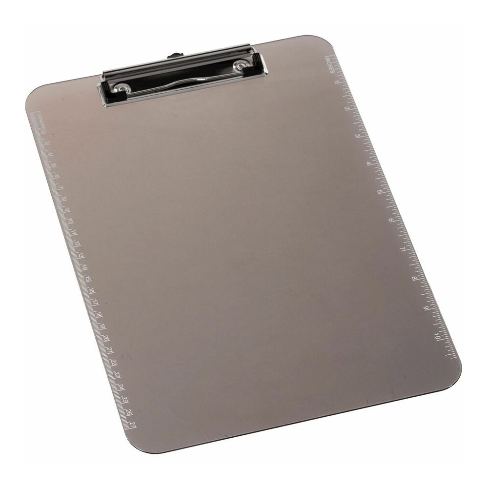 Business Source Flat Clip Plastic Clipboard - 9" x 12" Sheet Size - Plastic - Smoke - 6 / Bundle. Picture 7