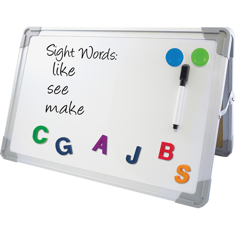 Flipside Magnetic Dry-Erase Desktop Easel - 18" (1.5 ft) Width x 12" (1 ft) Height - White Aluminum Surface - Desktop - Magnetic - 1 Each. Picture 2