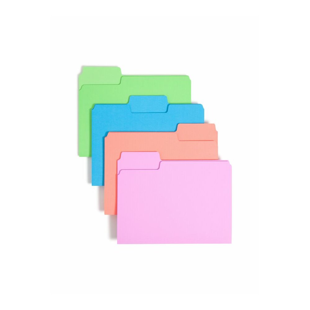 Smead SuperTab 1/3 Tab Cut Letter Recycled Top Tab File Folder - 8 1/2" x 11" - 3/4" Expansion - Top Tab Location - 11 pt. - Bright Purple, Bright Pink, Bright Green, Bright Blue - Labeling Area, Stur. Picture 7