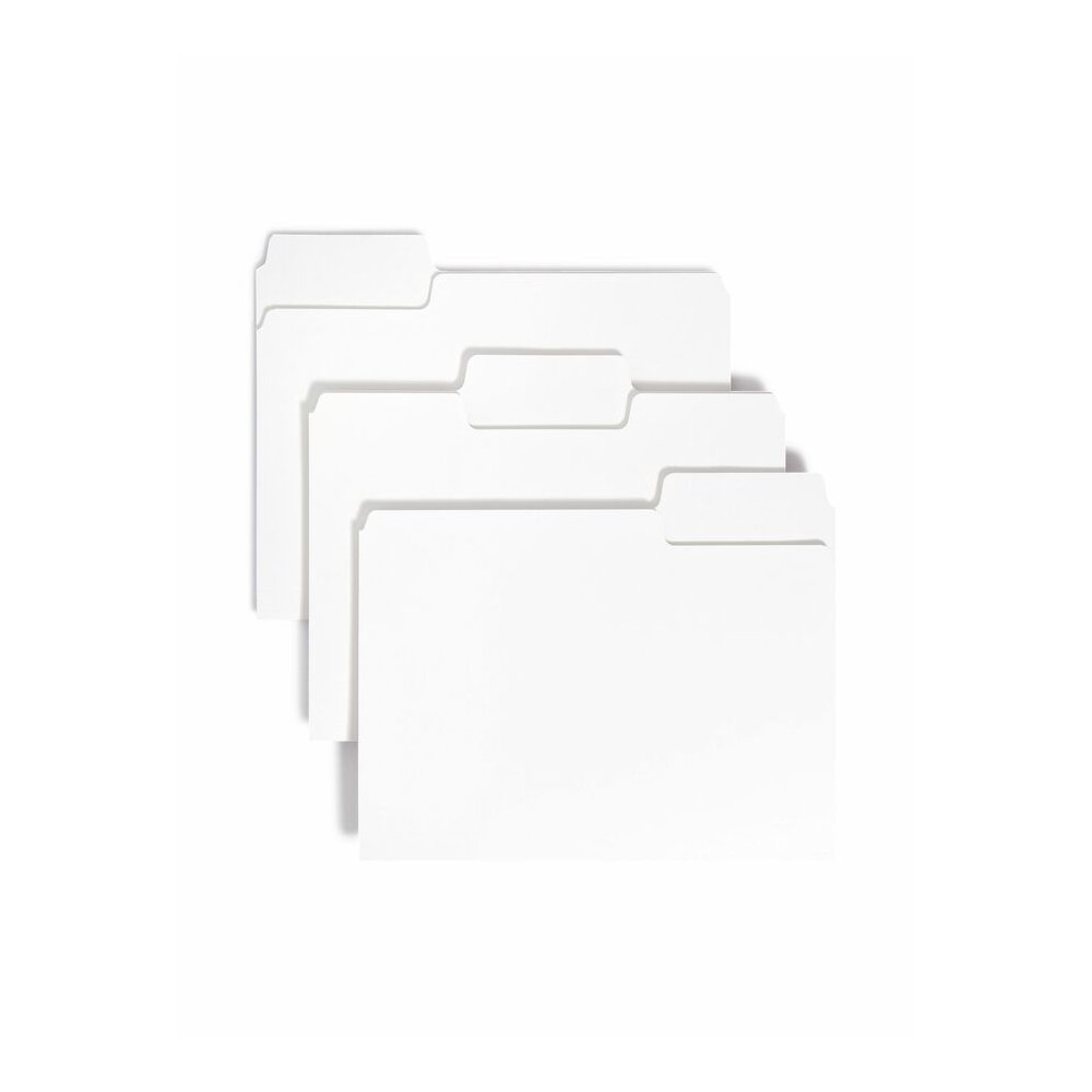 Smead SuperTab 1/3 Tab Cut Letter Recycled Top Tab File Folder - 8 1/2" x 11" - 3/4" Expansion - Assorted Tab Position - 11 pt. - White - Labeling Area, Sturdy, Durable - 10% Recycled - 100 / Box. Picture 7