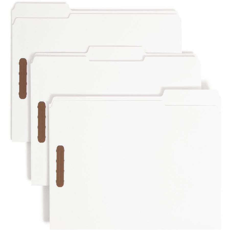 Smead 1/3 Tab Cut Letter Recycled Fastener Folder - 8 1/2" x 11" - 3/4" Expansion - 2 x Prong K Style Fastener(s) - 2" Fastener Capacity - Assorted Position Tab Position - White - 10% Recycled - 50 / . Picture 9