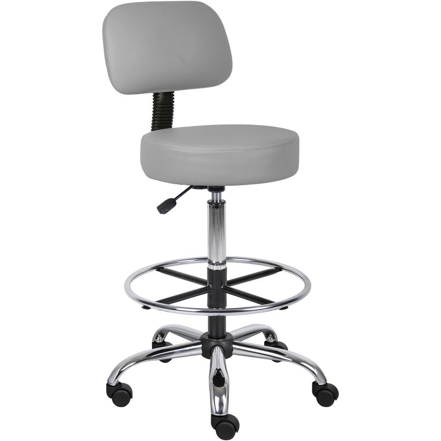Boss B16245-GY Drafting Stool - Gray Vinyl, Foam Seat - Gray Vinyl, Plush Back - 5-star Base - 1 Each. Picture 11