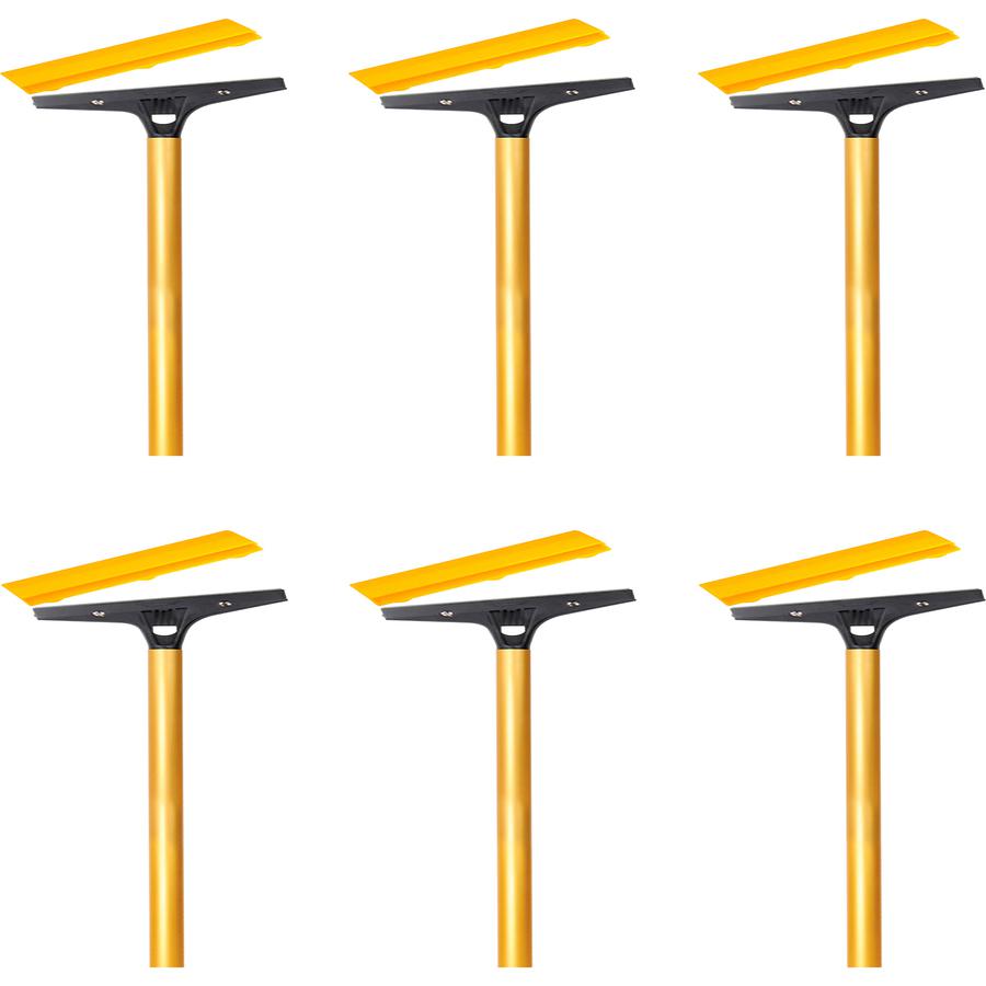 Ettore Heavy Duty Floor Scraper - 4" Carbon Steel Blade - 48" Anodized Aluminum Handle - Heavy Duty, Angled Head, Rubberized Grip - Gold - 6 / Carton. Picture 3