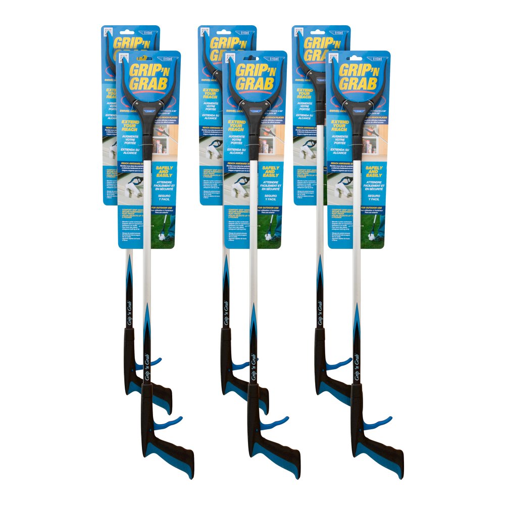 Ettore Grip 'n Grab Multipurpose Pickup Tool - 32" Reach - Lightweight, Rust Proof, Articulating Head, Comfortable Handle - Aluminum, Plastic, Rubber - Blue - 6 / Carton. Picture 6