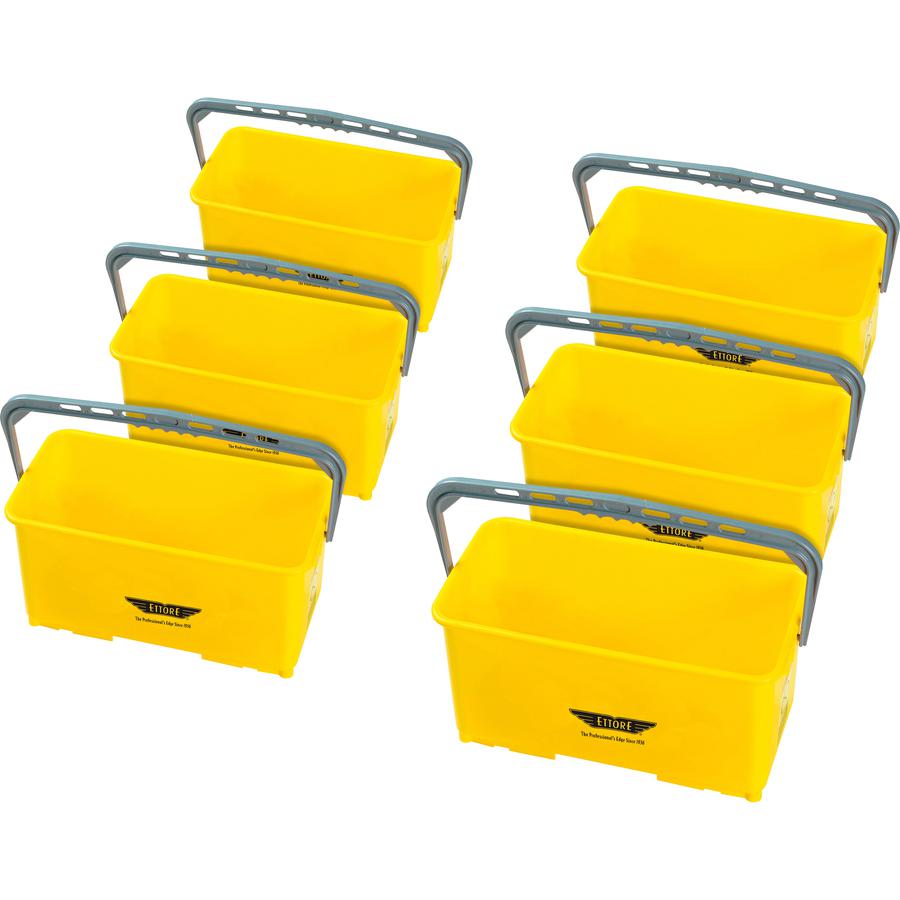 Ettore 6-gallon Super Bucket - 6 gal - Handle, Secure Grip - 10.5" x 21.8" x 11.8" - Yellow - 6 / Carton. Picture 3