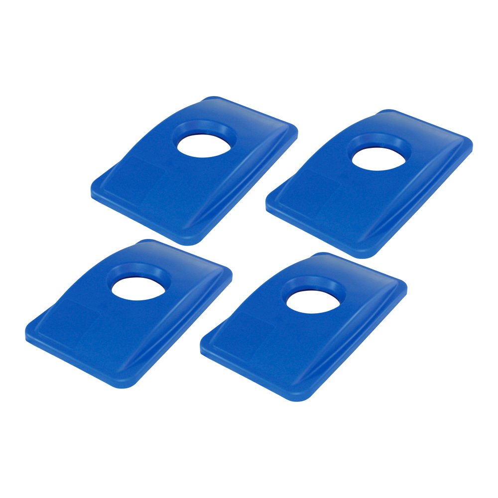 Genuine Joe 23-gallon Recycling Bin Round Cutout Lid - Round - Blue - 4 / Carton. Picture 8