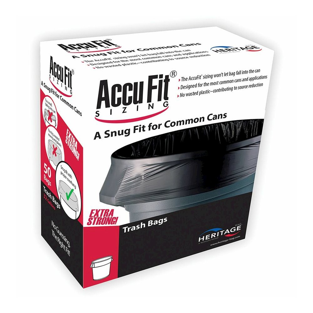 Heritage RePrime AccuFit 44-gal Can Liners - 44 gal Capacity - 50" Length x 37" Width x 0.90 mil (23 Micron) Thickness - Low Density - Black - Linear Low-Density Polyethylene (LLDPE) - Garbage - 50/Bo. Picture 4