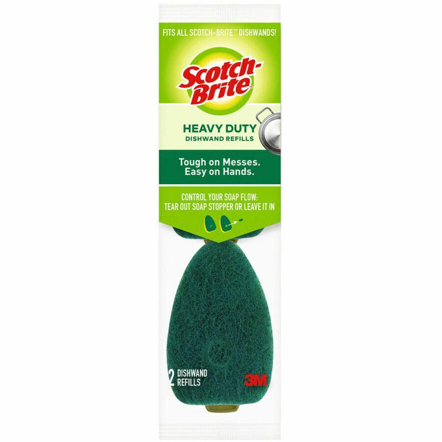 Scotch-Brite Heavy-Duty Dishwand Refills - 2.9" Height x 2.2" Width - 2/Pack - 7 / Carton - Green. Picture 2