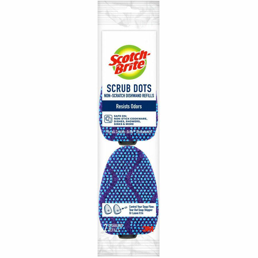 Scotch-Brite Scrub Dots Dishwand Refill - 3.5" Width x 4.4" Length - 14/Carton - Blue. Picture 3