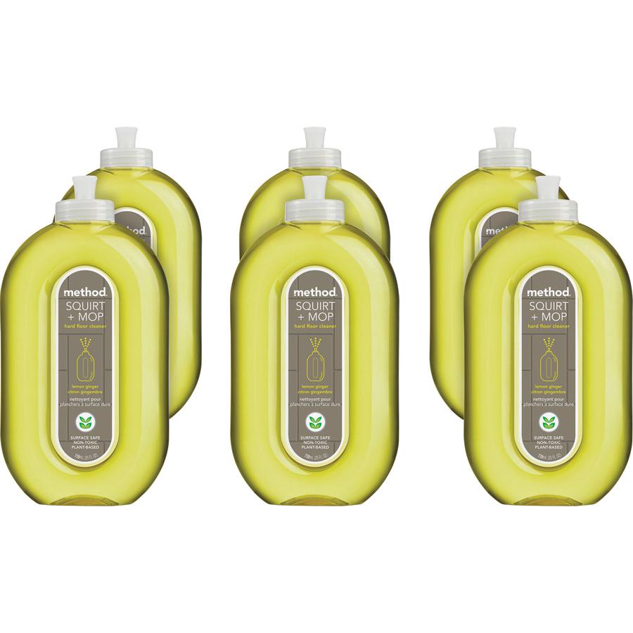 Method Squirt + Mop Hard Floor Cleaner - Ready-To-Use - 25 fl oz (0.8 quart) - Lemon Ginger Scent - 6 / Carton - Non-toxic, Deodorize, Triclosan-free, No-wax - Lemon. Picture 5