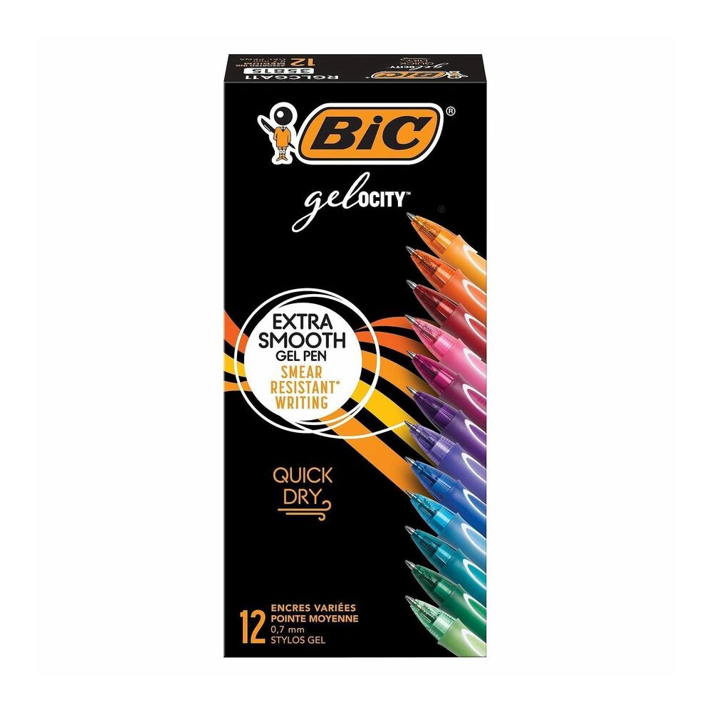 BIC Gel-ocity Gel Pen - Retractable - Assorted Ink - Gel-based - 1 Dozen. Picture 3