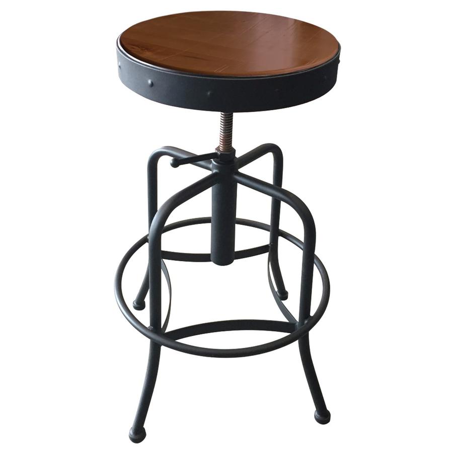 Holland Bar Stools 910 Black Wrinkle Industrial Adjustable Stool - Black Vinyl Seat - Black Tubular Steel Frame - Four-legged Base - Clearcoat - 1 Each. Picture 2