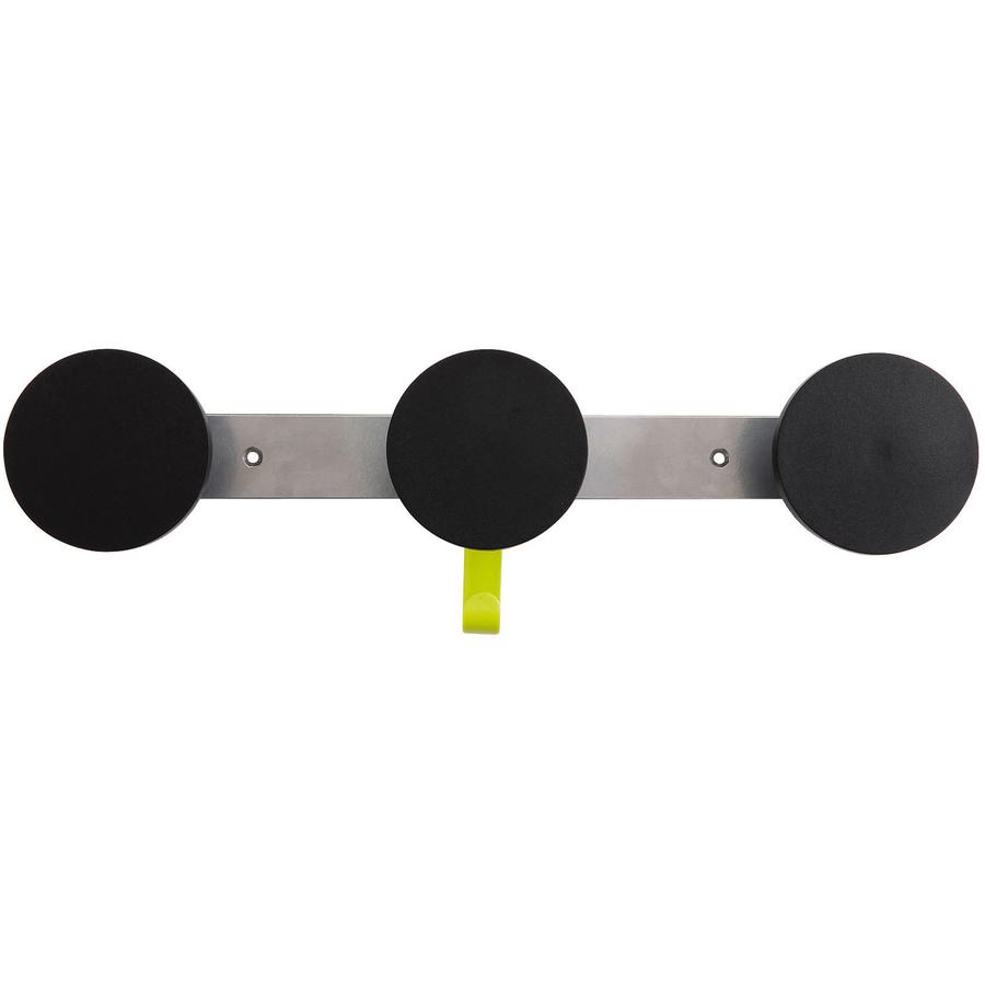 Alba Triple Metal Wall Coat Peg - 3 Hooks - 66.14 lb (30 kg) Capacity - 1.4" Height x 4.3" Width - for Coat, Clothes - Metal - Silver, Black, Metallic Gray - Powder Coated - 1 Each. Picture 7